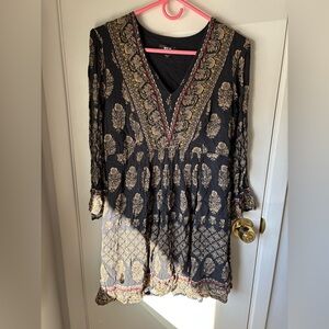 Maeve by Anthropologie Black and Gold Dress